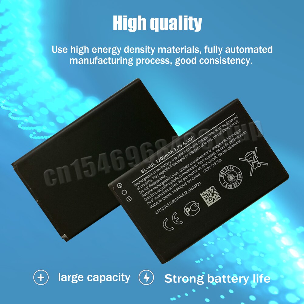 Bl -4ul bl4ul bl 4ul 1200 mah erstatnings lithium mobiltelefon batteri til nokia 225 230 330 220 rm-1172 rm-1011 rm-1012 rm-1126