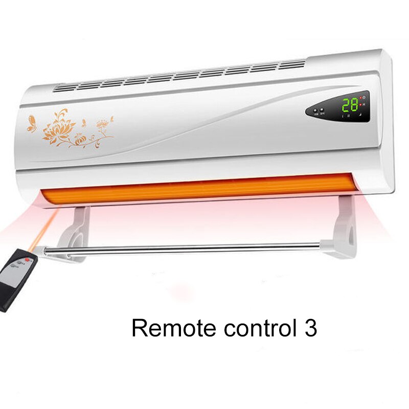 DMWD 220V Household Electric Heater Wall-mounted Remote Control Ceramic Thermal Heating Radiator Warmer Cooling Fans Ventilator: Remote control 3