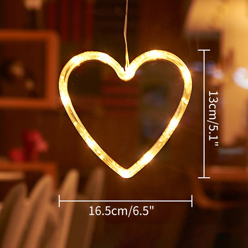 Christmas Snowfake Bell Lights Festoon Led String Lights Star Garland on Window Curtain Tree Decoration Halloween Wedding Light: Heart