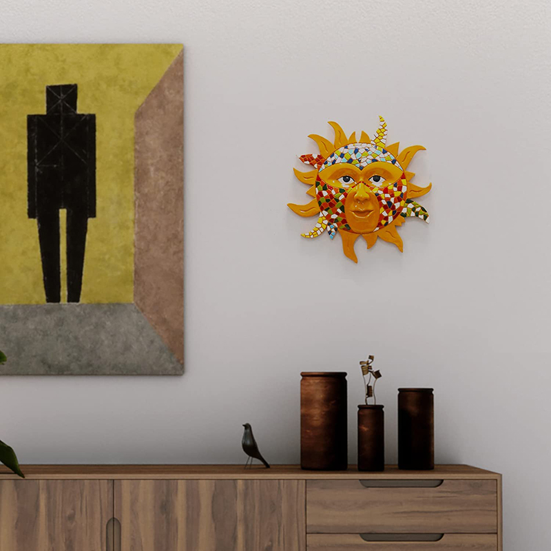 Metal Sun Wall Art Decoration Mosaic Sun Hanging Ornament for Home Living Room Garden Decoration C1