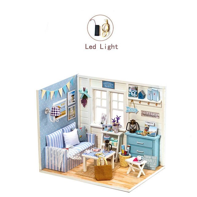 År jul dukkehus gør det selv miniature dukkehus legetøj møbler casadolls huse legetøj til børn fødselsdagsgaverz 007: 3016a