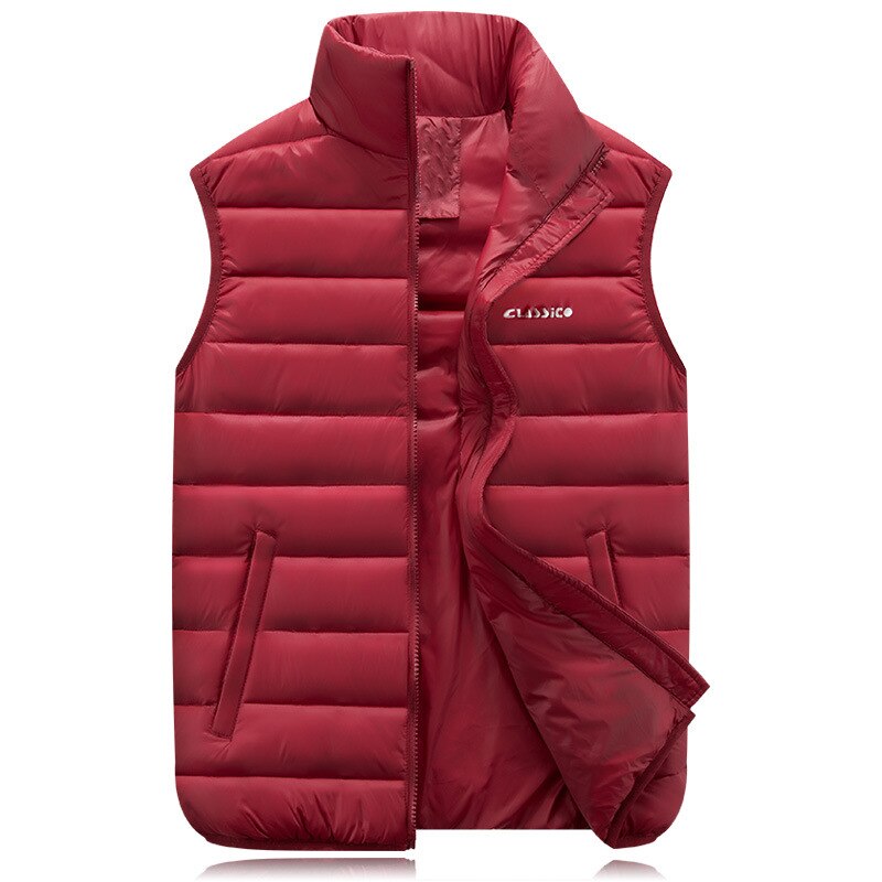 Herfst Winter Paar Modellen Lichtgewicht Donsjack Katoen Vest Grote Maat Beneden Katoenen Vest Mannen Vrouwen Slanke Mode Vest S-6XL: Rood / L