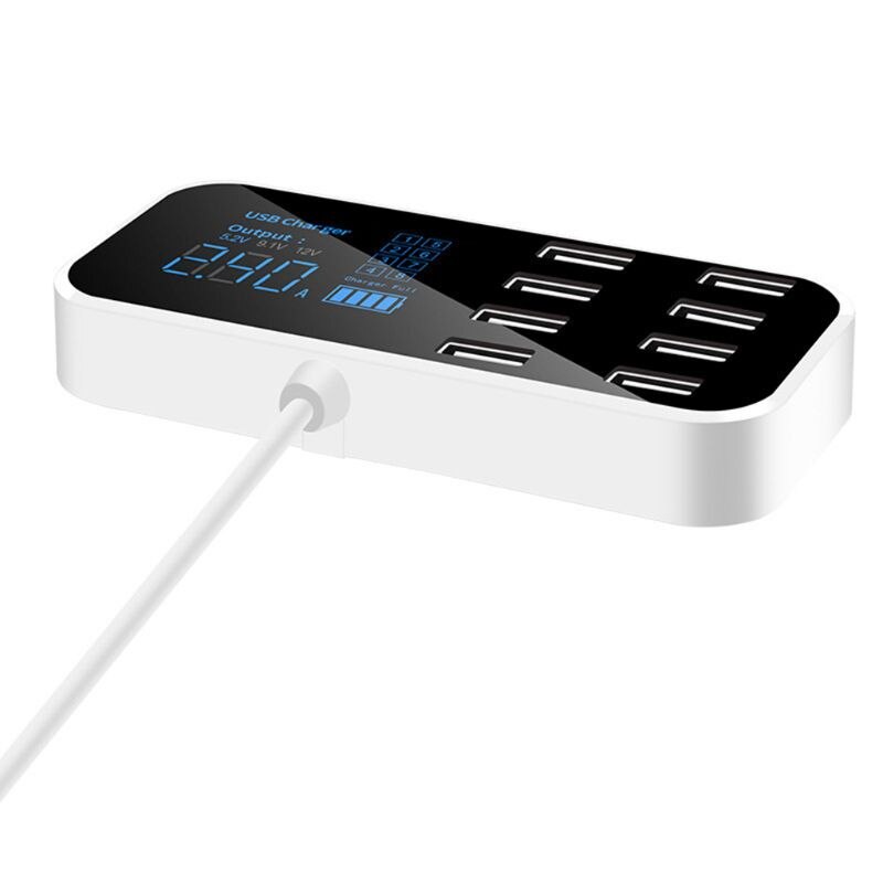 A9s snabb billaddare 8 port multi usb lcd display telefonladdare 12v batteriladdare usb hub för telefon tabletter gps dvr