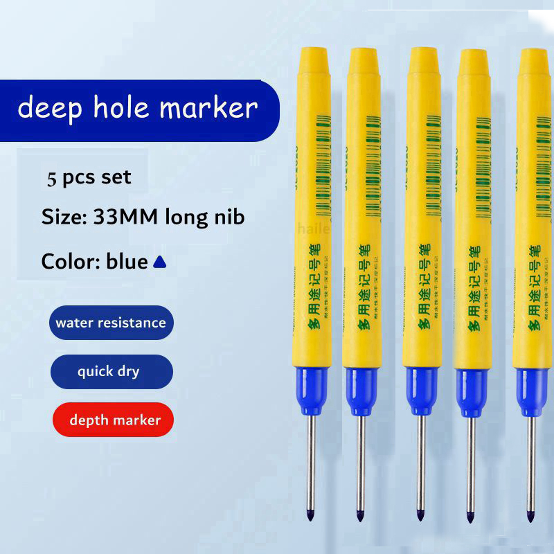 Haile Deep Hole Long Nib Multi-Purpose Marker Pens Waterproof Mechanical Carpentry Bathroom Woodworking Construction Marking Pen: Clear