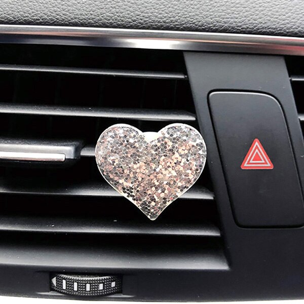 Bling Auto Accessoires Voor Meisjes Auto Aroma Diffuser Mini Hart Vorm Aroma Voor Auto Luchtverfrissers Auto Parfum Auto Air Vent clip: Zilver