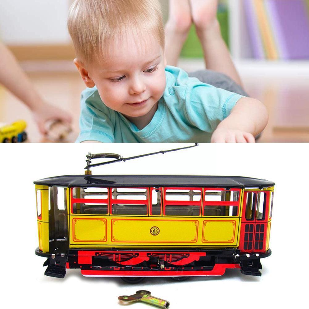 Retro Wind Up Tram Kabel Bus Clockwork Tram Speelgoed Tram Met Polen Retro Speelgoed Voor Volwassenen En Kinderen Blikken Speelgoed o8m5