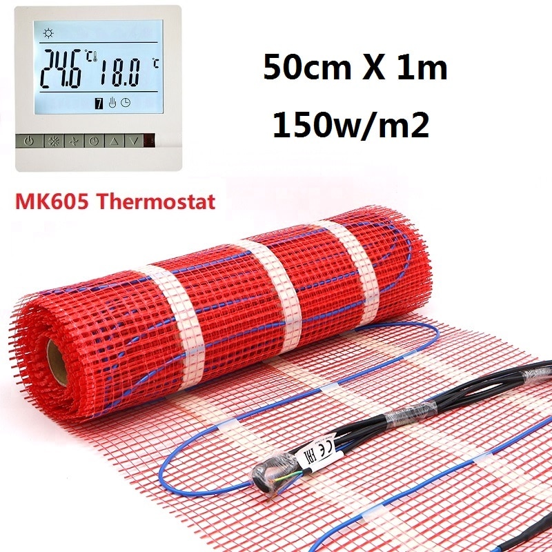 MINCO WÄRME 0,5 m2 Fußbodenheizung matt 150W/M2 Niedrigen Elektrische 50cmX1m Warmen Boden matt
