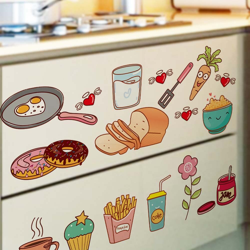 Refrigerator Window Wall Stickers Coffee Food DIY Wall Art Decal Decoration Oven Dining Hall Wallpapers Wall Decals Adhesive