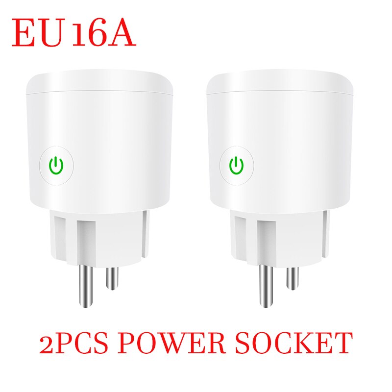 WiFi EU Smart Plug 16A 100-240V Adapter Wireless Remote Voice Control Smart Home Smart LifeTimer Socket For Google Home Alexa: 2 Pieces Plug