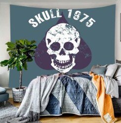 Vegg tapetry skull print husholdning vegg tapet halloween vegg hengende teppe dekorativ klut: F