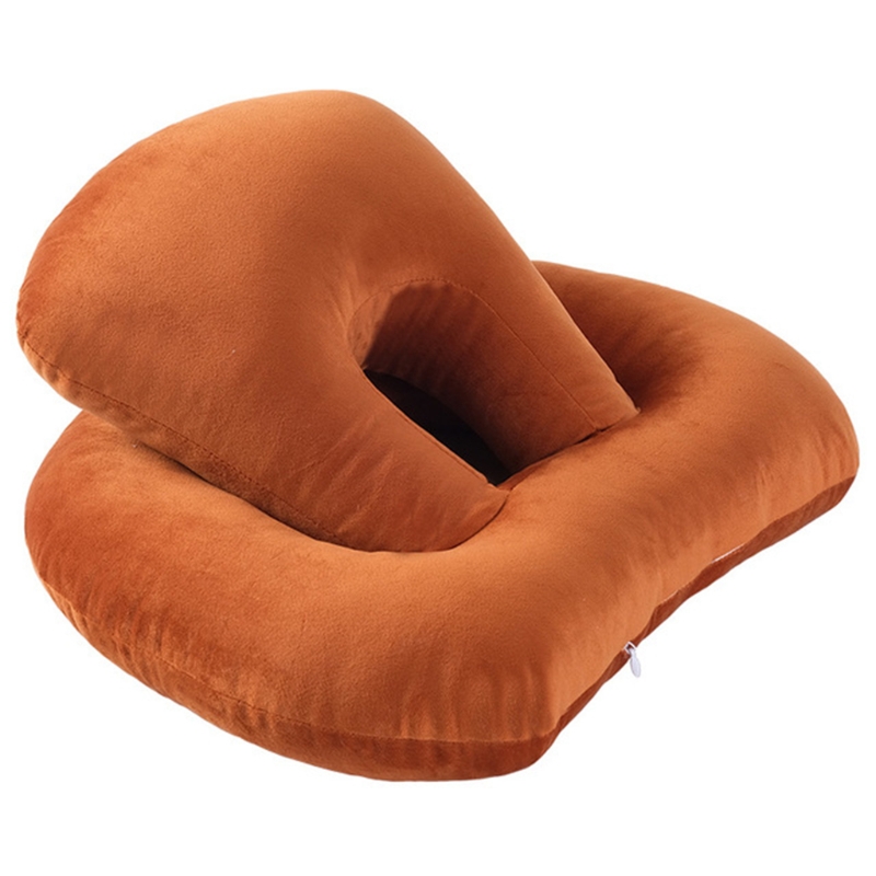 Portable Sleeping Desk Nap Pillow Neck Supporter Seat Cushion Headrest Travel Necks Pillows with Arm Rest: Orange