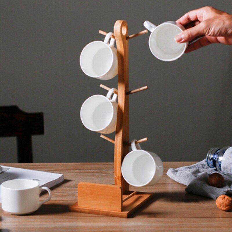 Kubek bambusowy uchwyt kubek kawy kubki na wodę półka wisząca biuro dom salon naturalnie drewniane kubek ociekacz robić przechowywania