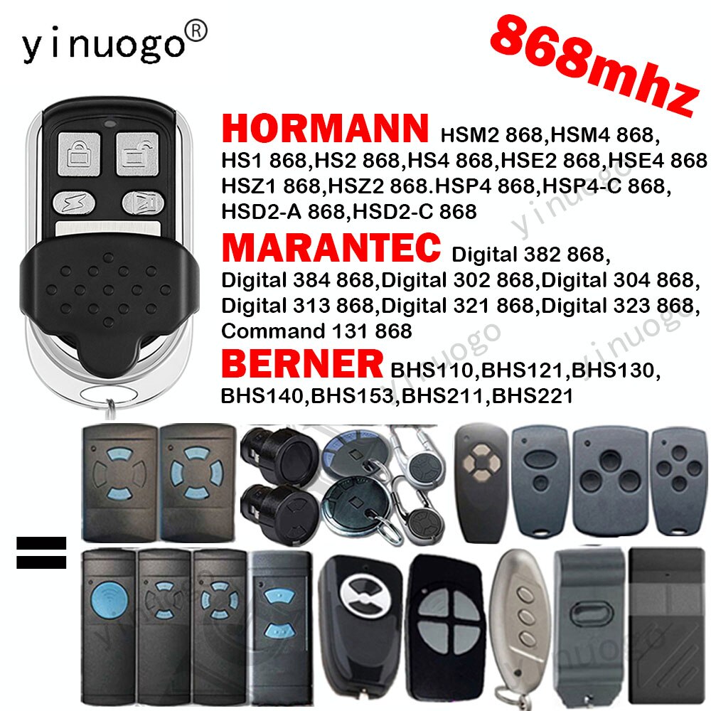 For HORMANN HSM2 HSM4 HSE2 HSE4 Garage Remote Control Duplicator 868MHz MARANTEC Digital 302 Garage Door Opener BERNER BHS121