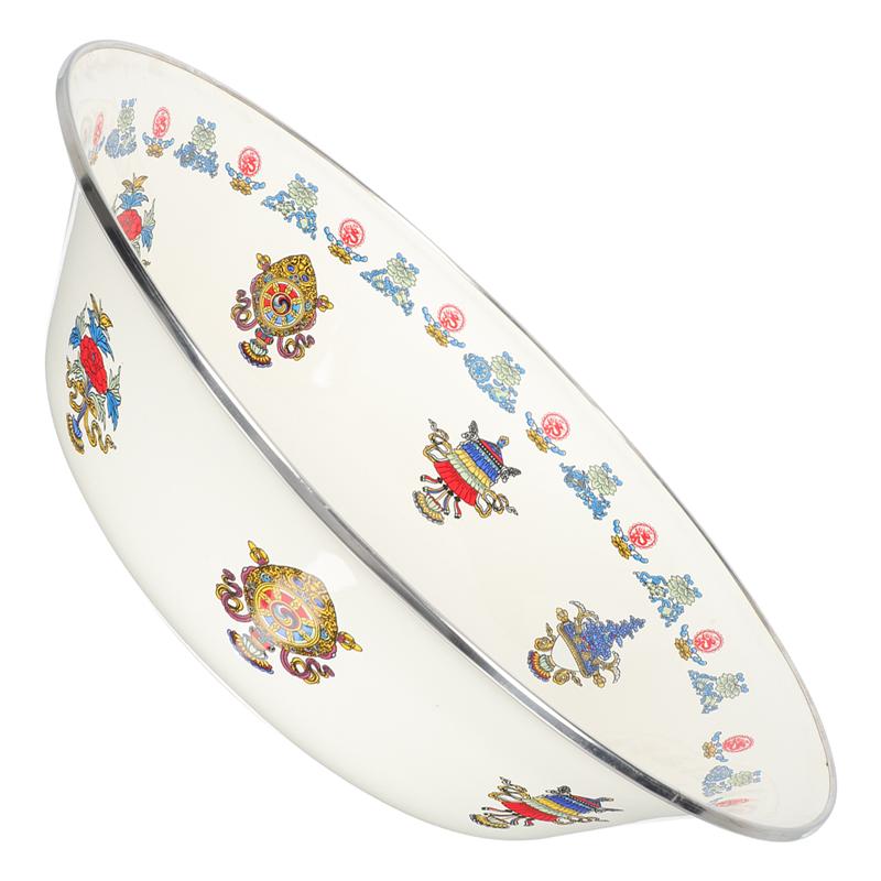 Retro Enamel Soup Basin Thick Storage Basin Decorative Enamel Washbasin for Kitchen
