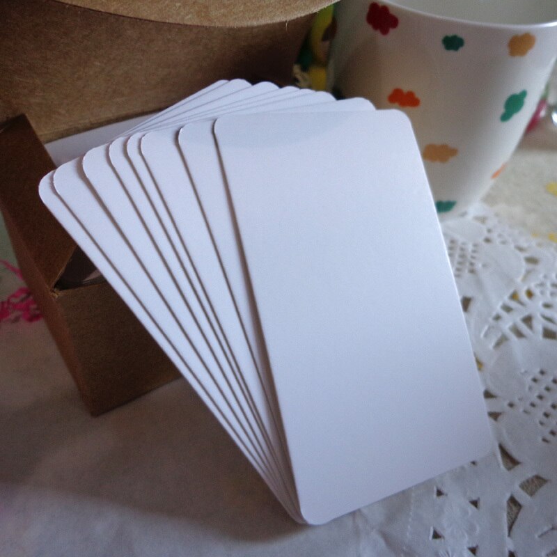 100 stk blankt papir bogmærke hvid sort kraft tags diy pris etiket papir kort kontorartikler