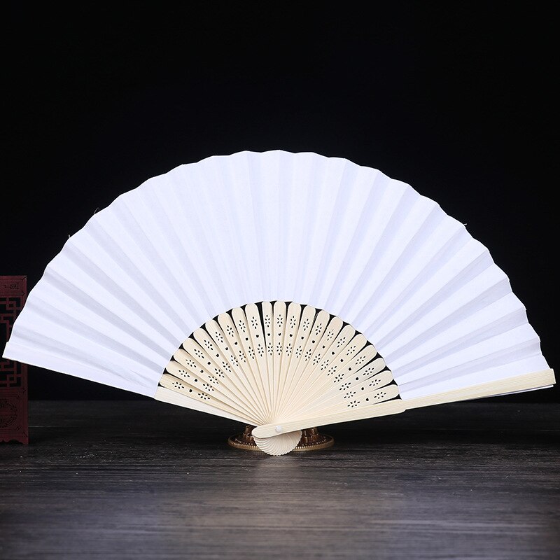 10 Pcs / Lot Pattern Folding Dance Paper Hand Fan Wedding Party DIY Favors: White