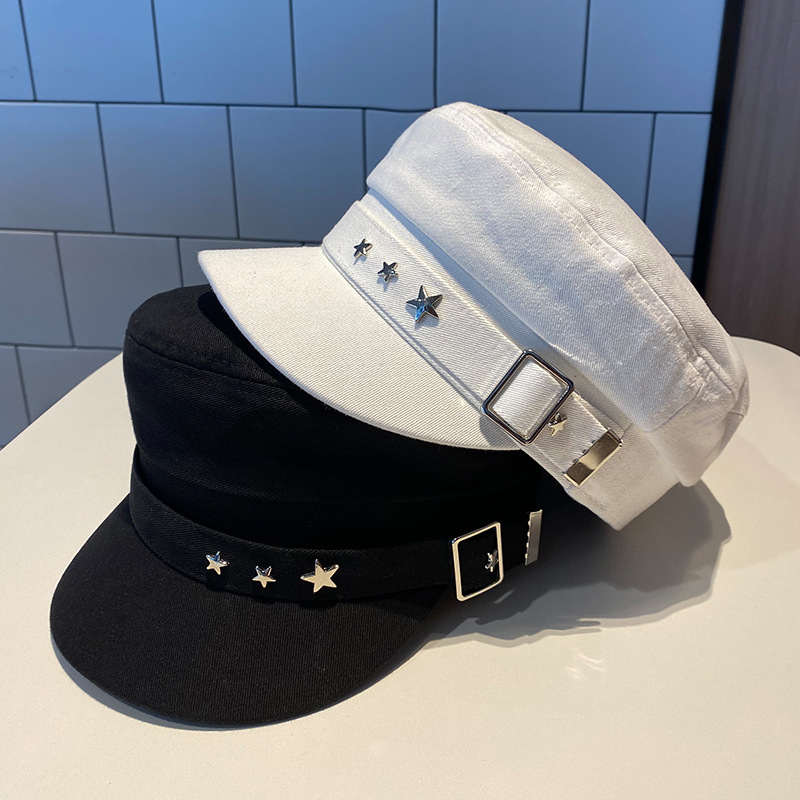 Béret femme noir étoile chapeau printemps et automne hiver britannique rétro nouvelle mer Style militaire coréen casquettes mère chapeaux