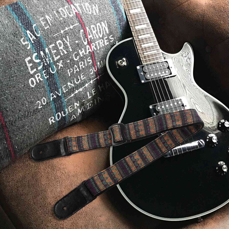 Verstelbare 75-130Cm Ukulele Gitaarband Katoen Lederen Sling Gesp Met Staart Nagel