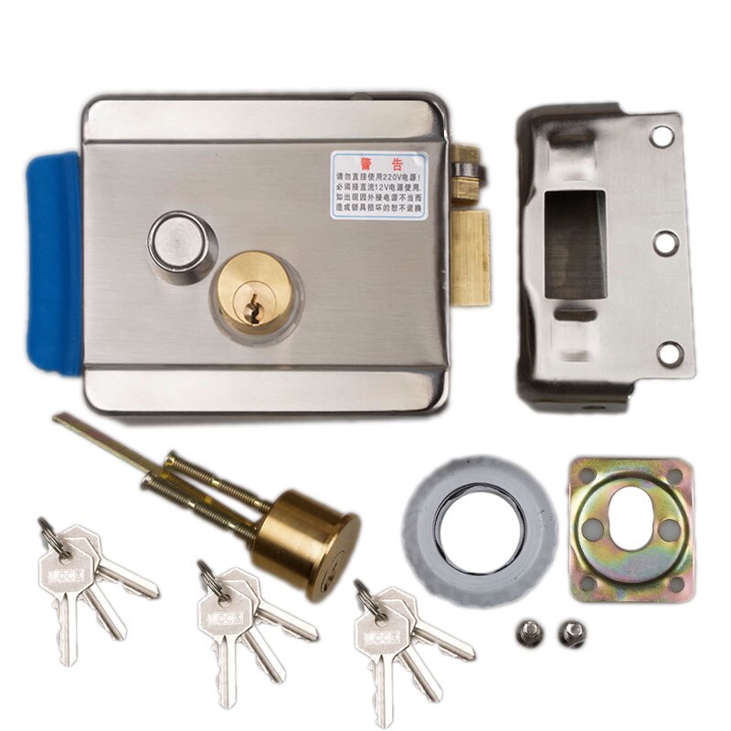 Roestvrij Staal Elektrisch Slot Elektrisch Deurslot DC12V Fechadura Eletronica Gate Lock Met Nachtschoot Elektronische Lock: Right Open 9 Key