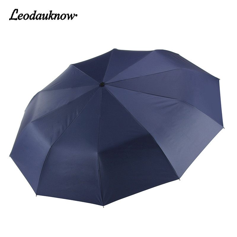 Klassisk engelsk stil paraply mænd automatisk 10 ribben stærk vindafvisende 3 foldbar paraply regn forretning mandlig parasol