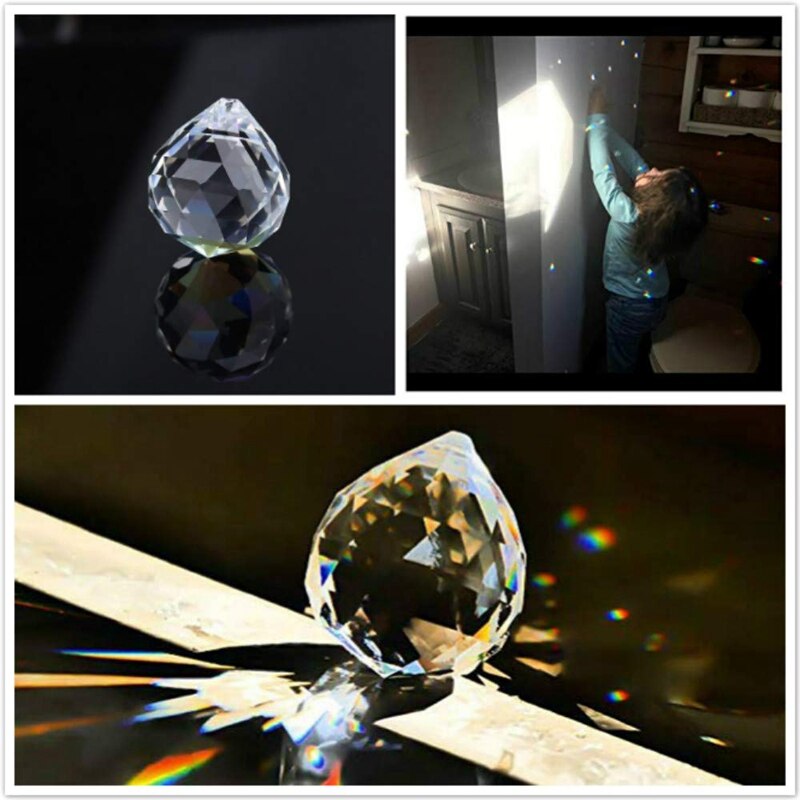 AYHF-10 Pcs Clear Crystal Ball Prism Suncatcher Rainbow Pendants Rainbow Maker Hanging Crystals Prisms for Window Decoration 40m