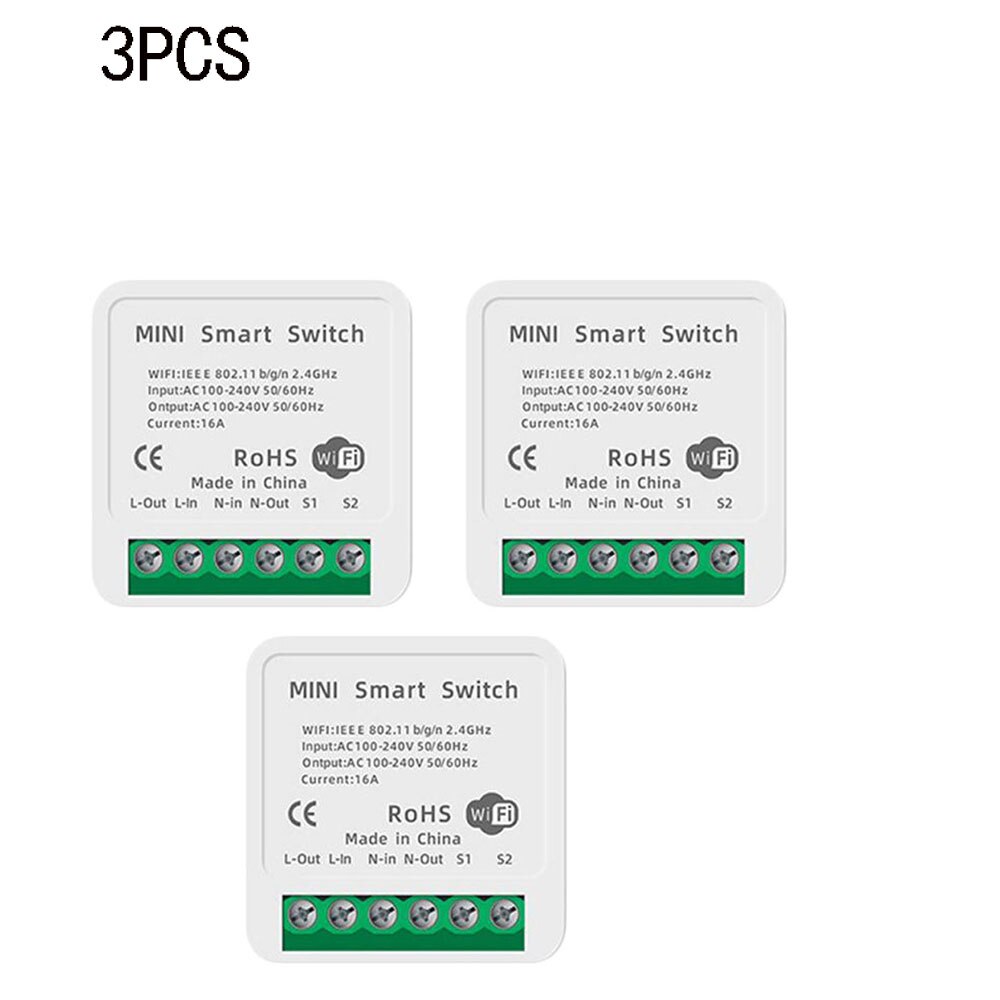 Tuya WiFi Smart Switch 16A Led Light Smart Life Push Module Supports 2 Way APP Voice Relay Timer Google Home Alexa: 3pcs