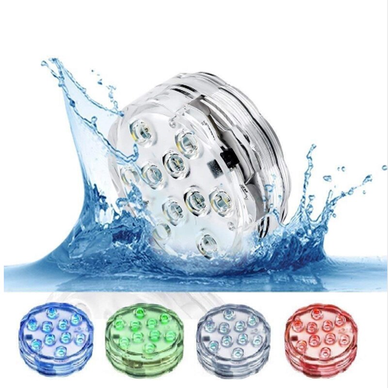 16 farver rgb 10 led undervands natlampe batteri  + 24 nøgle ir fjernbetjening nedsænket lys holdbar led pære bærbar fødselsdag