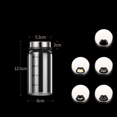 Organizador para sal y pimienta, azúcar, hierbas, tarros de vidrio para especias, condimentos de cocina, agitador de alimentos para cereales, dispositivo doméstico con medida: 200ml