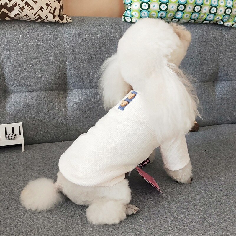 T-shirt carlin pour animaux de compagnie, pull manteau vêtements pour chiens Yorkshire Terrier Costumes chiot t-shirt à capuche pour chiens Chihuahua bouledogue français: Original white / L