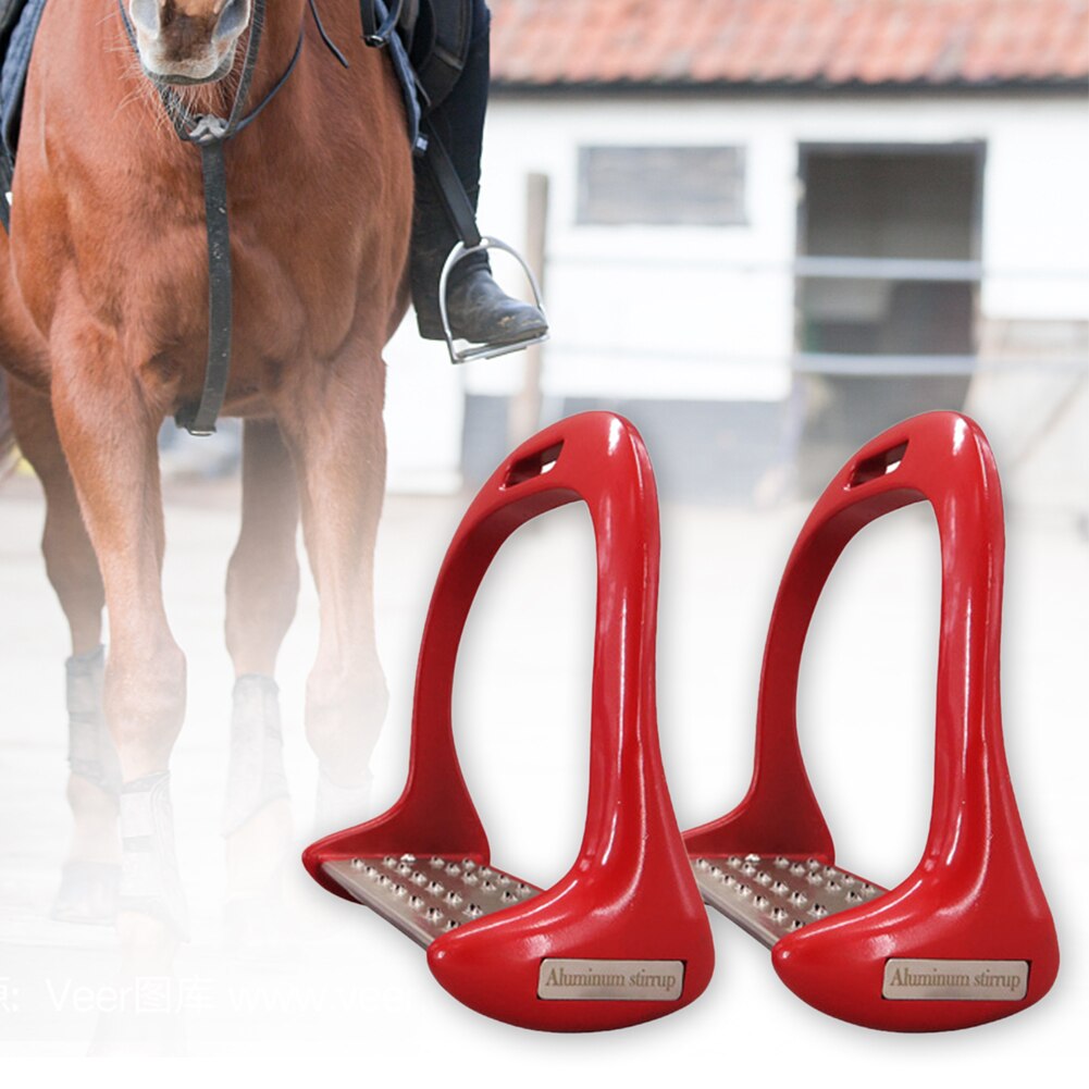 1 Pair Durable Aluminium Alloy Equipment Horse Stirrups Treads Saddle Anti Slip Riding Pedal Lightweight Equestrian Safety