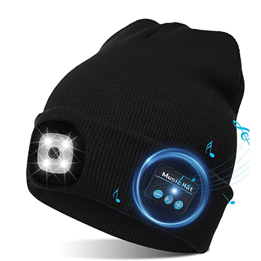 Winter Beanie Hoed Draadloze Bluetooth Smart Cap Hoofdtelefoon Met Led Licht Handenvrij Muziek Hoofdtelefoon