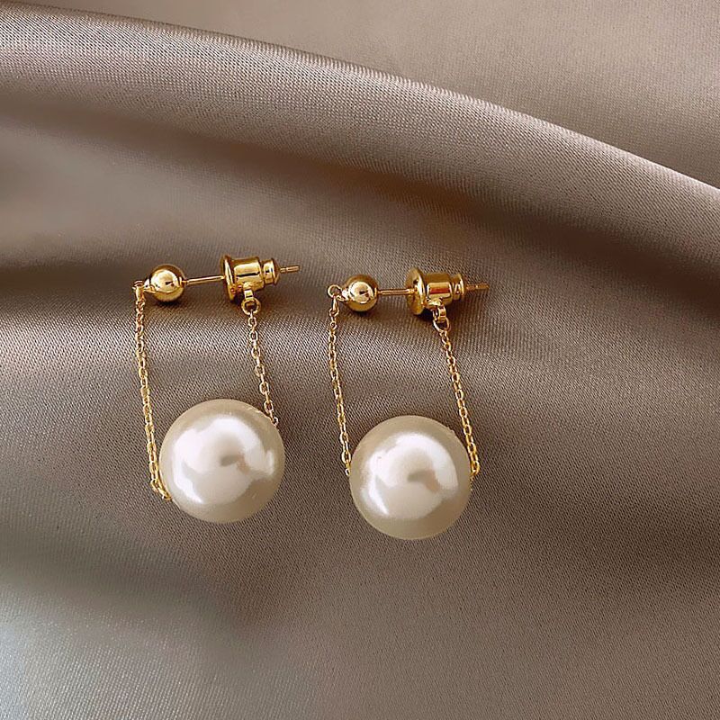 Nuevos bonitos pendientes de aro con tachuelas de perlas para mujer, pendientes minimalistas de Color dorado, aros pequeños Huggies, joyería de para boda: Pistola negra plateada