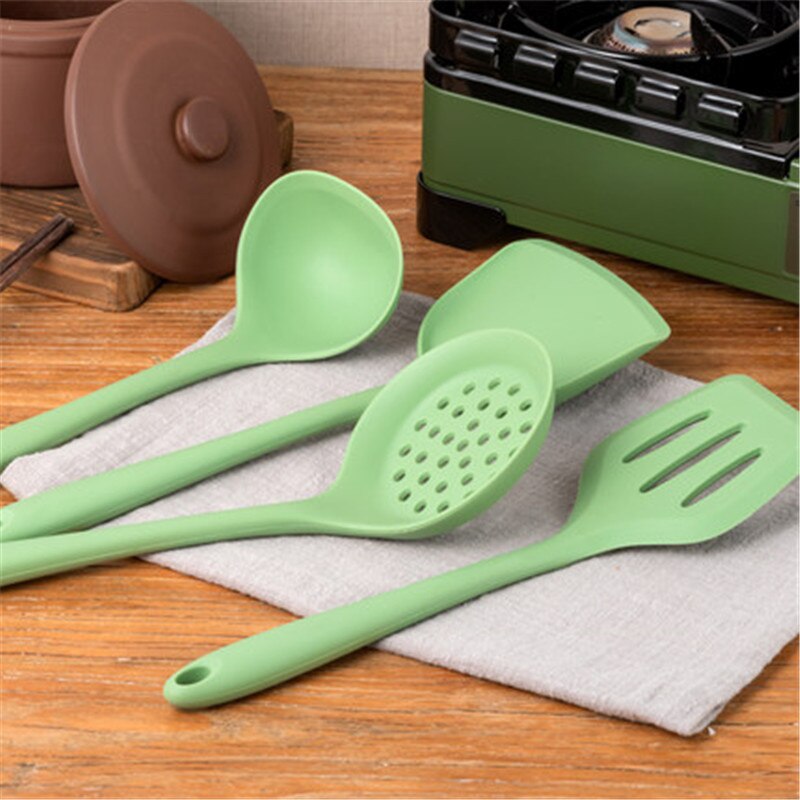 Silicone Kicthen Cooking green Spatula Cooking Spoon Soup Ladle-egg Turner Kitchen Tools Set Silicon Cooking Utensil Set