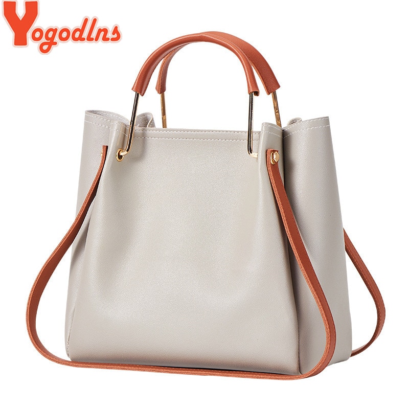 Bolsos Yogodlns a la de gran capacidad para mujer, bolsos de hombro con tirantes de Color sólido, bolsos de Vintage simples de cuero PU para mujer, bolso para mujer