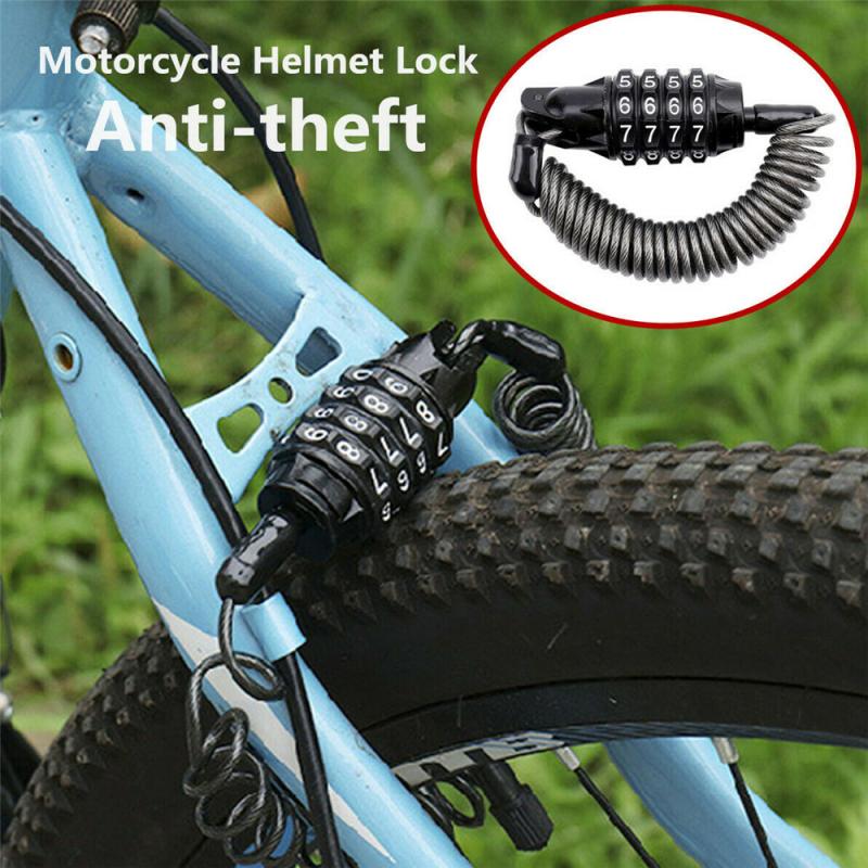 Mini Bike Lock Fold Backpack Cycling Helmet Cable Lock 4 Digit Combination Anti-theft Bike Bicycle Lock Motor Bike Accessories