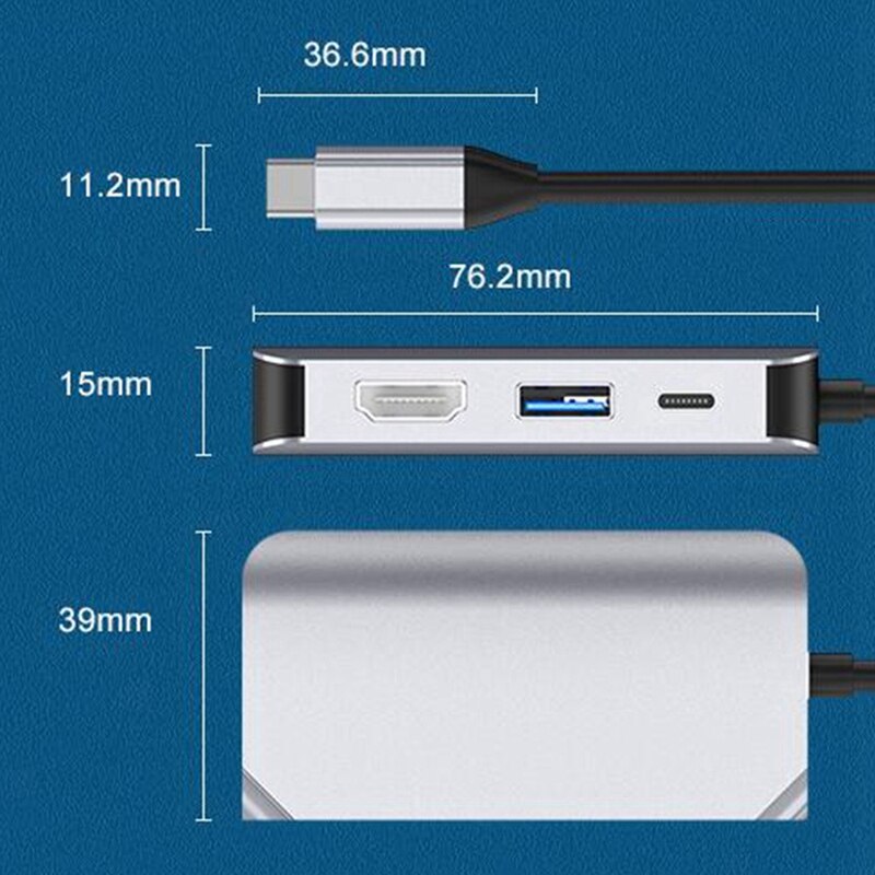 4 in 1 Type C to HDMI HUB USB 3.0 HUB TYPE C VGA PD 60W HDMI USB 3.0 Adapter Docking Station for Laptop Type C Hub Dock