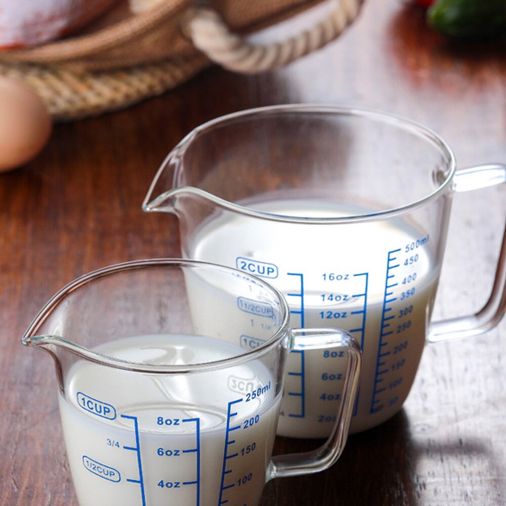 1PC 500ml Heat-resistant Glass Measuring Cup Children's Cup with Scale Microwave Measuring Cup Transparent Scale Cup