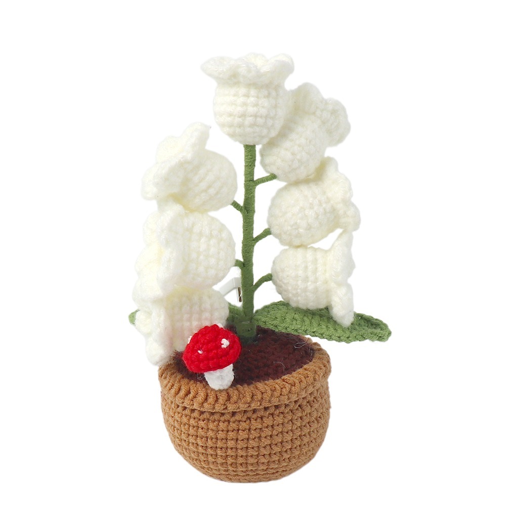 Handgemaakte decoratieve, lichtgevende orchideeënlamp met zeven bloemhoofdjes, afgewerkt met geweven bloemornament.: Oranje