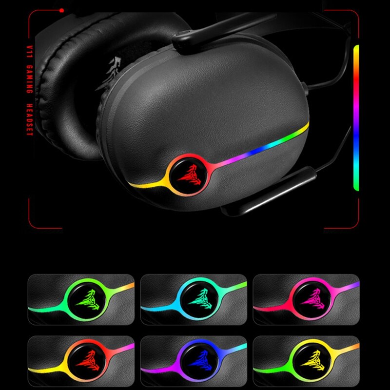 SUTAI V11 Game Headset 7.1 Headset Computer Headset RGB Lamp ENC Noise Reduction Headset 6 Speakers