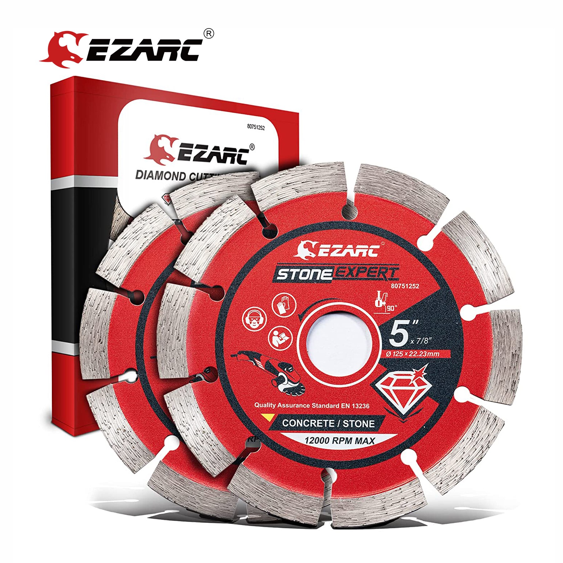 EZARC 115mm &Ampere; 125mm Segmentiert Diamant Sägeblatt für Winkel Schleifer 2 stücke Diamant Klingen Schneiden Beton Stein mauerwerk Ziegel Block: 125mm Stein Klinge