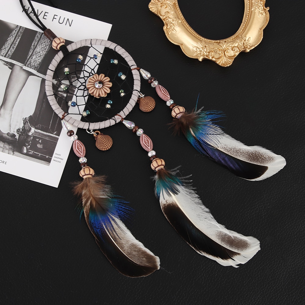Auto Achteruitkijkspiegel Ornament Auto Decoratie Accessoires Auto Hanger Handgemaakte Dream Catcher Veer Opknoping