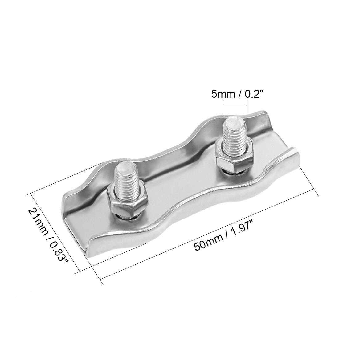 uxcell Stainless Steel Duplex Wire Rope Clip Cable Clamp Suit for 3-4mm Rope-5pcs