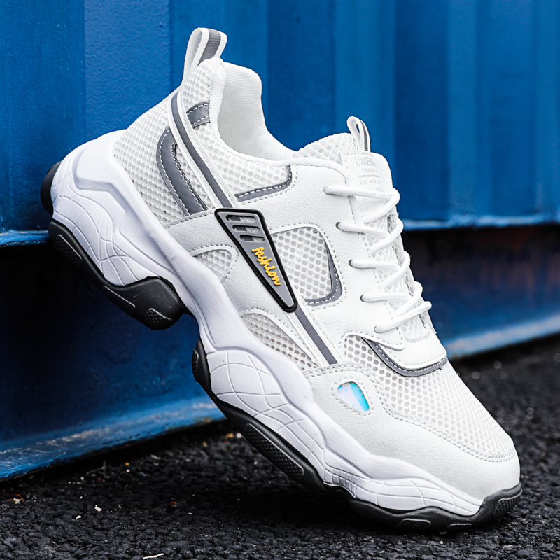 Zapatillas deportivas de malla transpirable para hombre, zapatos informales gruesos y planos, a la , para Primavera,: 01 / 44