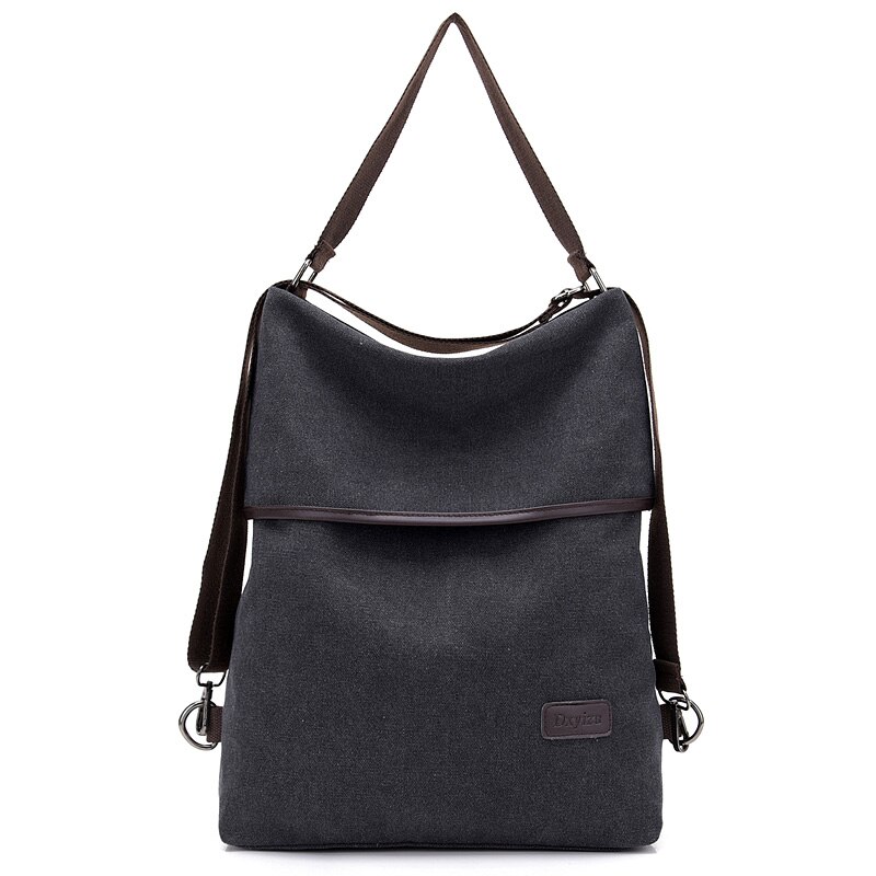 Bolso de lona grande para mujer, bolsa de compras grande, bandolera, bolso de hombro informal, comprador ecológico,: Black