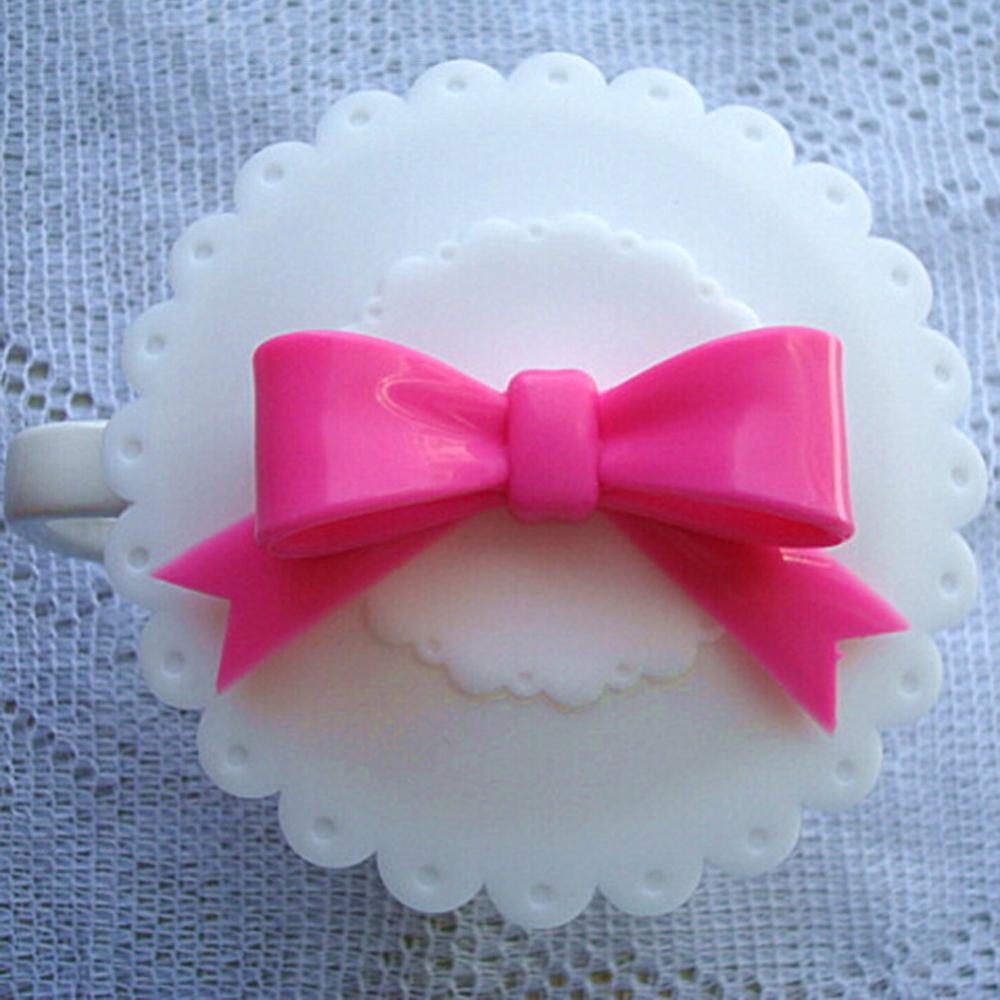 10.5cm Cute Anti-dust Silicone Glass Cup Cover Coffee Mug Suction Seal Lid Cap Silicone Lovely Bowknot Cup Cover: White