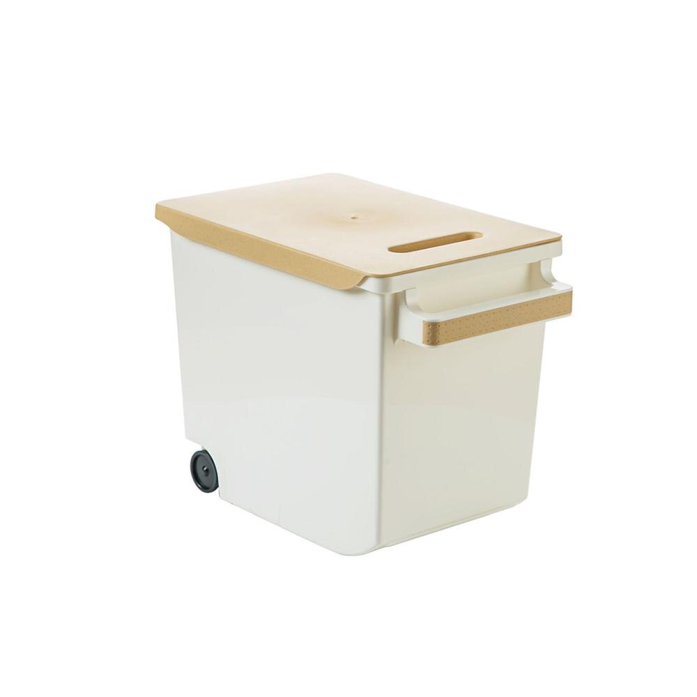 10/15KG grande boîte de rangement de riz de cuisine avec la caisse de récipient de farine de Grain de roue boîtes de récipient de riz en plastique bac scellé anti-poussière: 10KG Beige