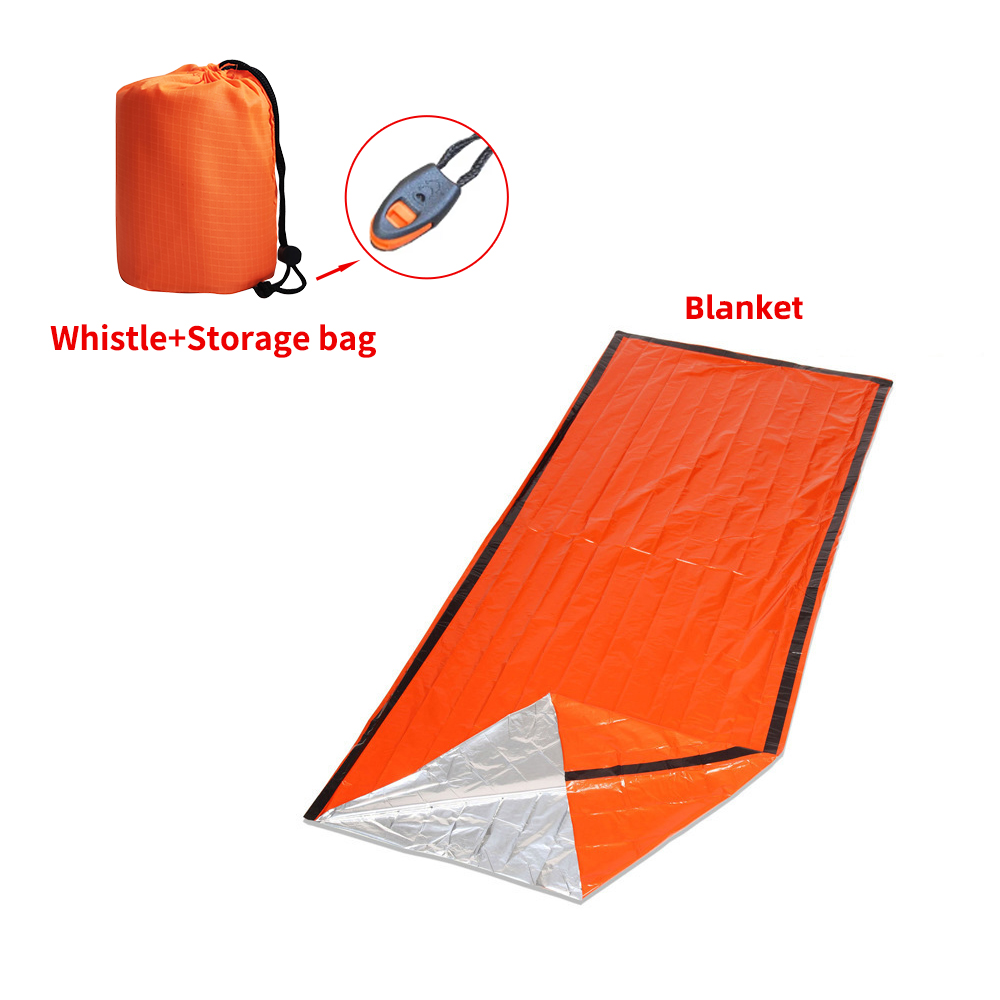 Saco de dormir portátil à prova d'água para sobrevivência de emergência, equipamento de acampamento ao ar livre, saco térmico, primeiros socorros, resgate, mylar, cobertor isolante: Prateado