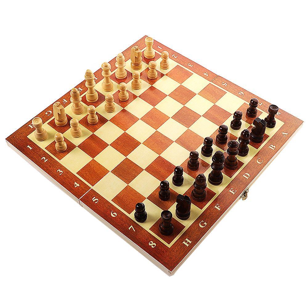 Portable Wooden International Folding Board Chess Pieces Set Staunton Style Chessmen Collection Portable Board Game For Family