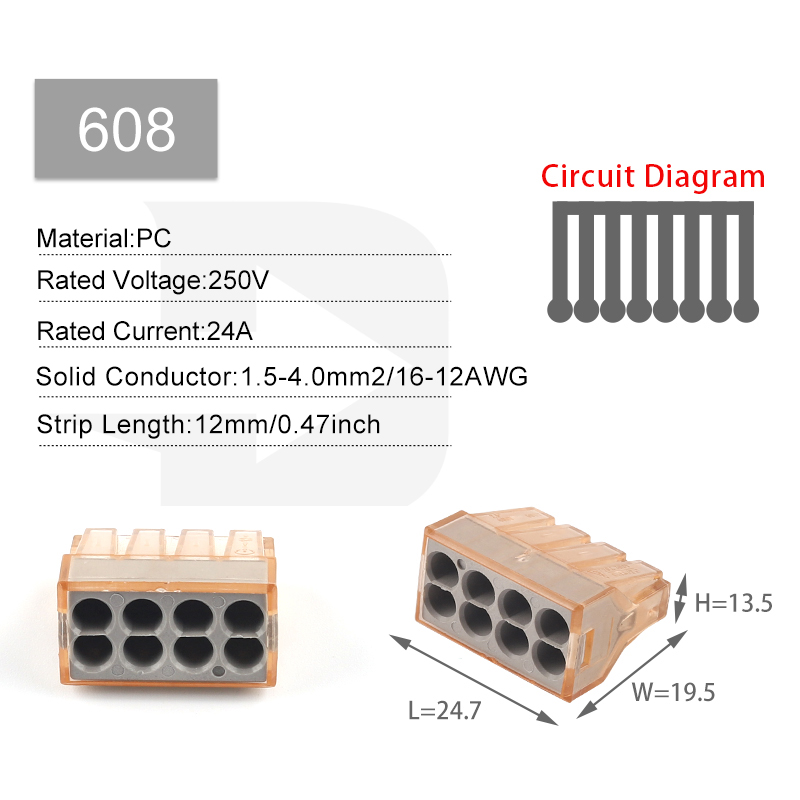 25PCS Snelle Elektrische Kabel Connectors Universele Terminals 2/4/6/8 Pin Voor Abutment aansluitdoos Led Licht Regelmatige Verbinding: MULTI