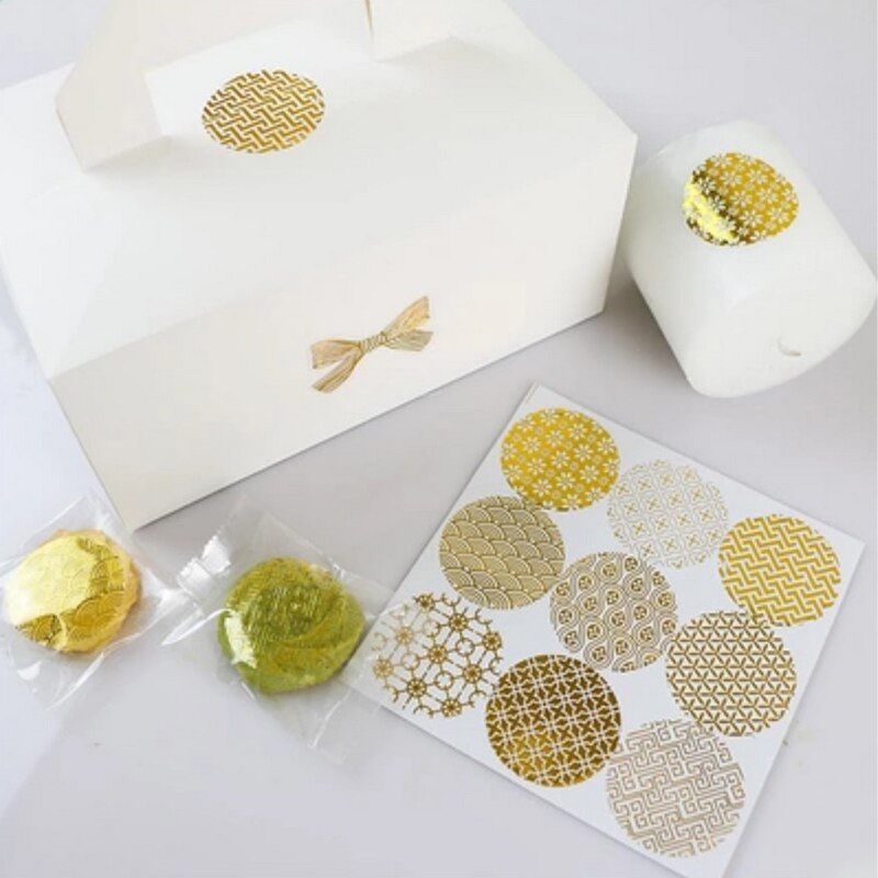 90 teile/los Durchmesser 4cm Runde Heißer Folie Gold Dichtung Aufkleber transparent aufbringen Serie DIY Multifunktions Etikett Backen Aufkleber